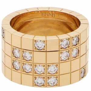 CARTIER 4 ROW LANIERES DIAMOND 18K YELLOW GOLD RING SZ 5.5